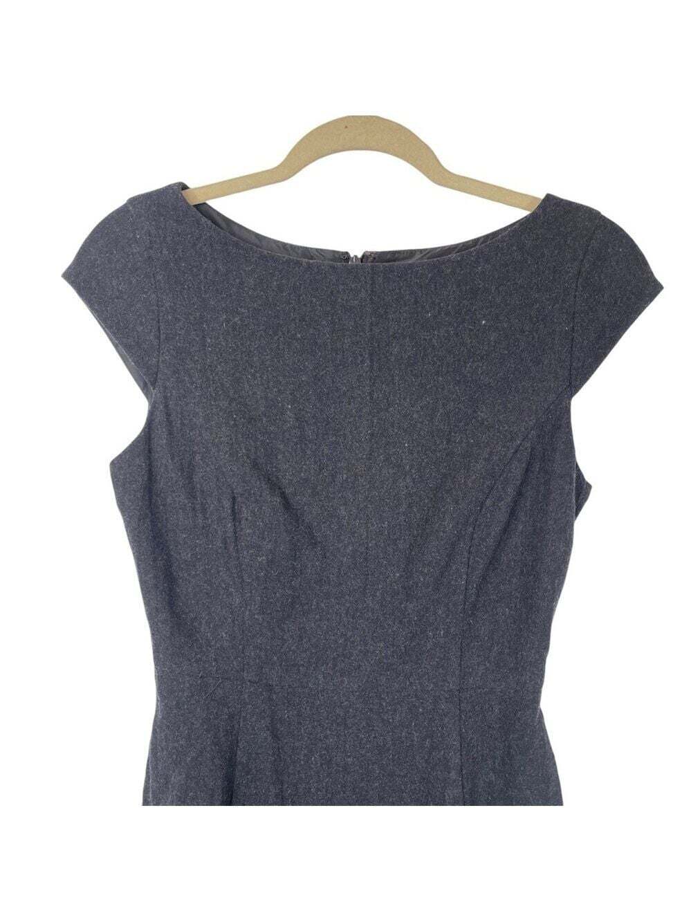 Anthropologie PIM + LARKIN Grey Wool Dress Small Fit and Flare Cap Sleeve MIDI - Picture 5 of 16